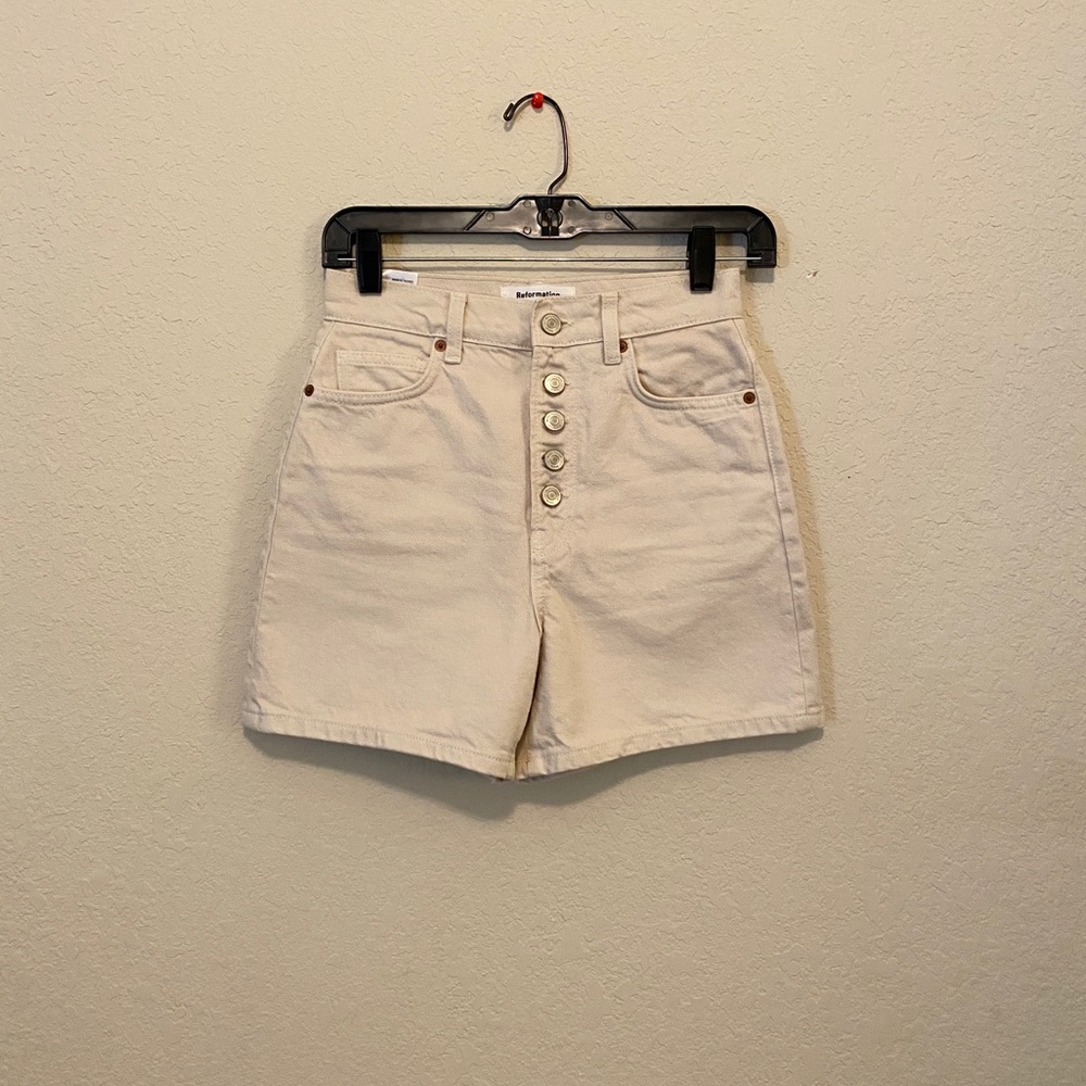 Reformation Amy Button Fly High Rise Shorts